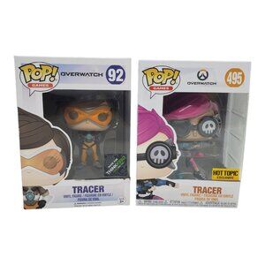 2 Funko Pop Figures Overwatch Tracer 92 Punk 495 Think Geek Hot Topic Exclusives